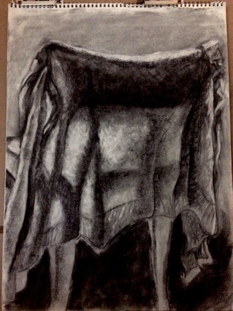charcoal drawing in progress